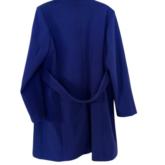 Sam Edelman Womens Royal Blue Wool Blend Button-Up Coat Medium - Picture 2 of 5